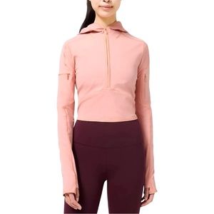 Lululemon Break a Trail 1/2 Zip Cropped Hoodie Jacket in Pink Pastel Size 6